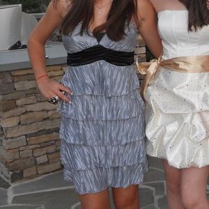 Grey Ruffle Dress w/ Feather